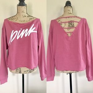 {VS PINK} strappy back crop sweatshirt
